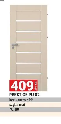 Drzwi PRESTIGE PU 02 beż kaszmir PP szyba mat 70,80 promocja w Merkury Market