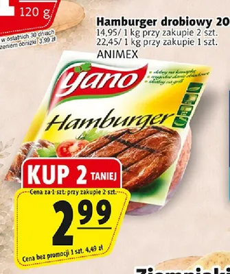 Hamburger drobiowy Yano promocja w Prim Market