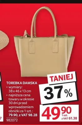 Torebka damska 38x46x13cm promocja w Selgros