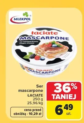 Ser mascarpone Łaciate promocja w Carrefour