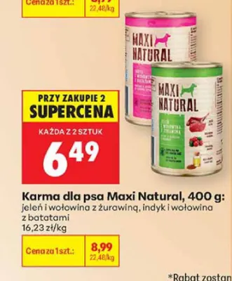 Karma dla psa Maxi Natural indyk i wołowina z batatami promocja w Biedronka