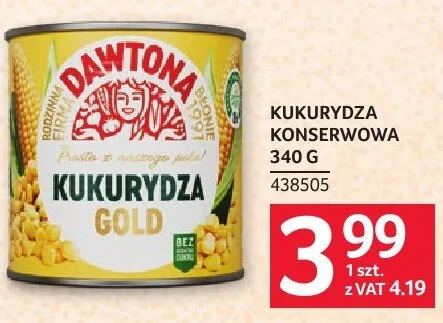 Kukurydza konserwowa Dawtona 340 g promocja w Selgros
