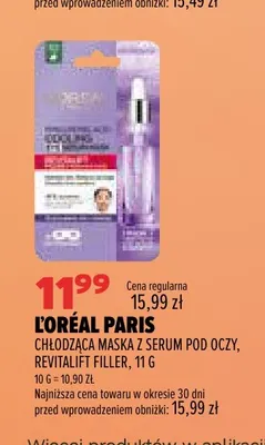 Chłodząca maska z serum pod oczy Revitalift Filler L'Oréal Paris promocja w Drogerie Natura