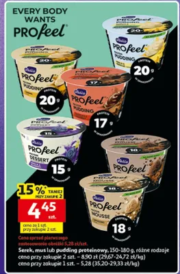 Serek, mus lub pudding proteinowy, 150-180g, różne rodzaje promocja w Auchan
