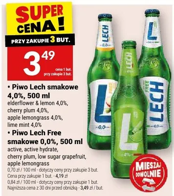 Piwo Lech smakowe elderflower hydrate 4,0% promocja w Twój Market