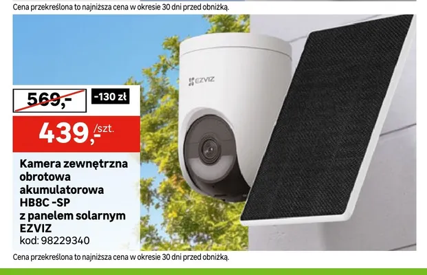 Kamera zewnętrzna obrotowa akumulatorowa HB8C-SP z panelem solarnym Ezviz promocja w Leroy Merlin