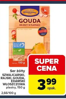Ser żółty plastry szwajcarski, rajski, gouda, edamski promocja w Globi