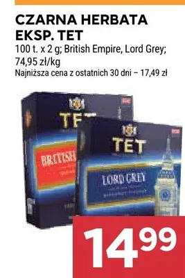 Czarna herbata ekspresowa TET British Empire promocja w Stokrotka