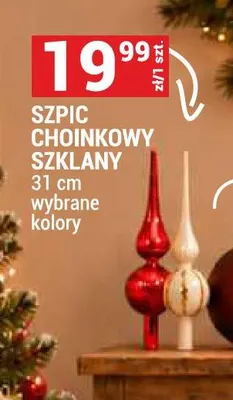 Szpic choinkowy szklany 31 cm promocja w Merkury Market