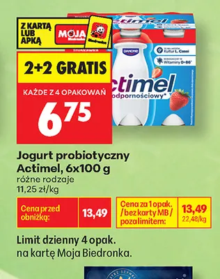 Jogurt probiotyczny Actimel 6-pak promocja w Biedronka