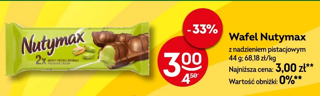 Wafel Nutymax z nadzieniem pistacjowym promocja w Żabka