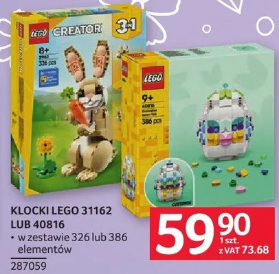 Klocki LEGO 31162 LUB 40816 w zestawie 526 lub 386 elementów promocja w Selgros