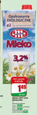 Mleko UHT Mlekovita 3,2% promocja w Dino
