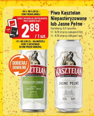 Piwo Kasztelan Niepasteryzowane promocja w POLOmarket