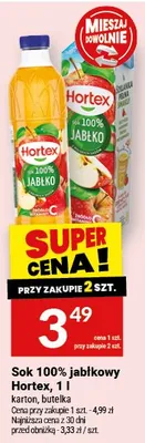 Sok 100% jabłkowy Hortex karton promocja w Twój Market