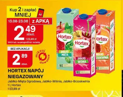 Napój niegazowany Hortex Jabłko-Brzoskwinia promocja w Chorten