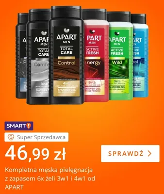 Zestaw żeli pod prysznic Apart Men 6-pak promocja w Allegro
