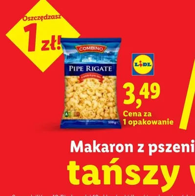 Makaron z pszenicy durum Pipe Rigate Combino promocja w Lidl