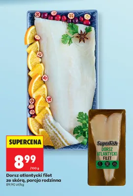 Dorsz atlantycki filet ze skórą, porcja rodzinna promocja w Biedronka