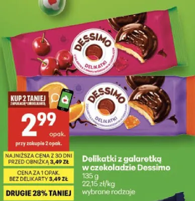 Delikatki z galaretką w czekoladzie Dessimo promocja w Delikatesy Centrum