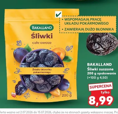 Śliwki suszone Bakalland promocja w Kaufland