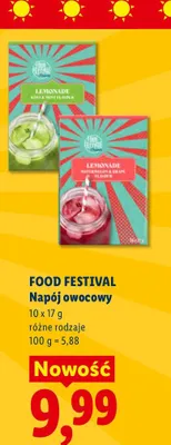 Napój owocowy Lemonade Kiwi & Mint Flavour Food Festival 10-pak promocja w Lidl