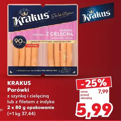 Parówki z filetem z indyka 2-pak Krakus promocja