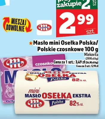 Masło mini Osełka Polska lub Polskie czosnkowe promocja w TOPAZ