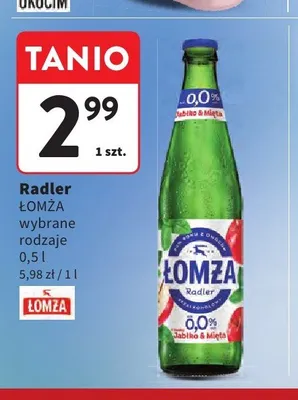 Piwo bezalkoholowe Radler Łomża Jabłko & Mięta promocja w Intermarche