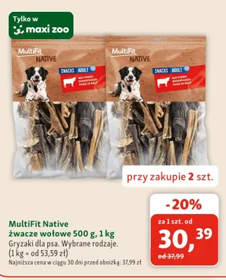Gryzaki dla psa MultiFit Native żwacze wołowe promocja w MAXI ZOO