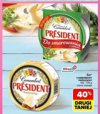 Ser Camembert do smarowania z ziołami Président promocja w Carrefour