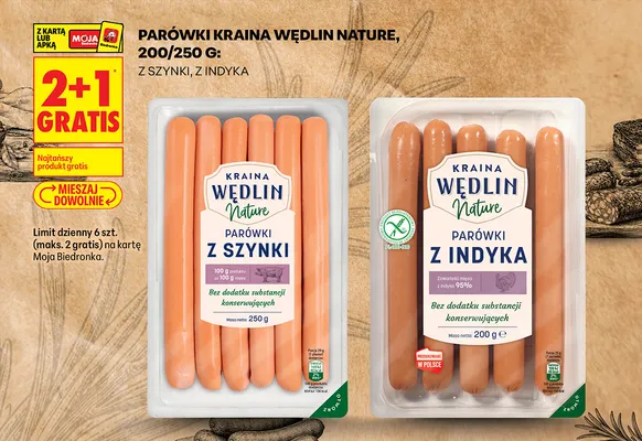 Parówki z szynki Kraina Wędlin Nature promocja w Biedronka