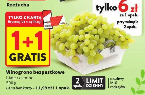 Winogrono bezpestkowe białe / ciemne promocja w Intermarche