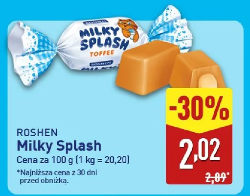 Cukierki Milky Splash toffee promocja w Aldi