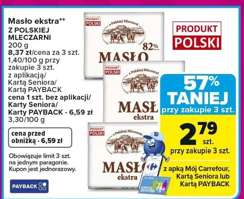 Masło ekstra z polskiej mleczarni promocja w Carrefour Market