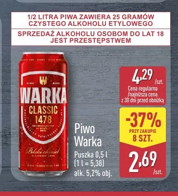 Piwo Warka Classic promocja w Aldi