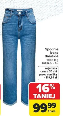 Spodnie jeans damskie wide leg promocja w Carrefour