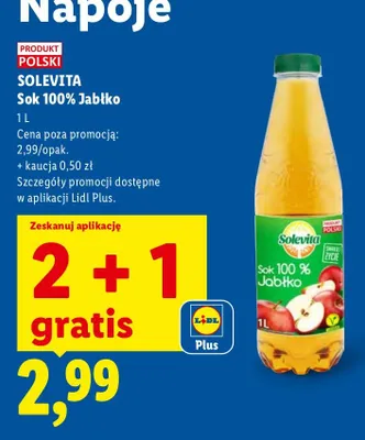 Sok 100% jabłko promocja w Lidl