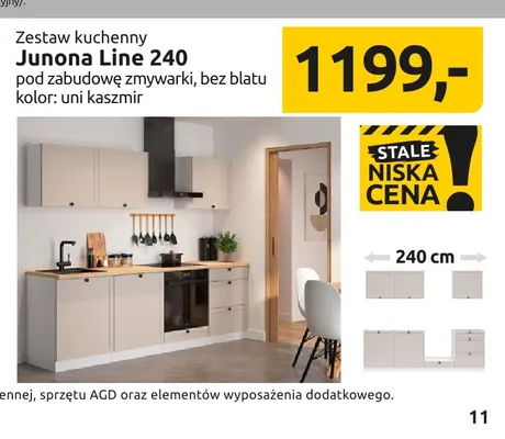 Zestaw kuchenny Junona Line 240 pod zabudowę zmywarki bez blatu uni kaszmir promocja w Black Red White
