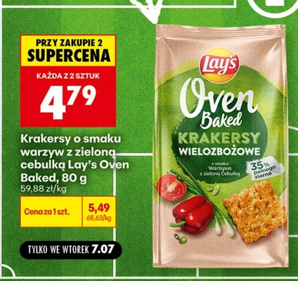 Krakersy o smaku warzyw z zieloną cebulką Lay's Oven Baked promocja w Biedronka