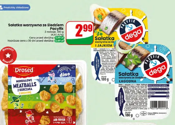 Sałatka warzywna ze śledziem łagodna Dega promocja w Dino
