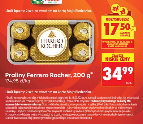 Praliny Ferrero Rocher, 200 g promocja w Biedronka