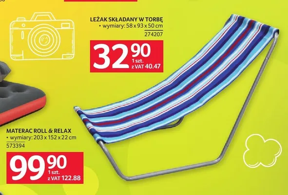 Leżak składany w torbę promocja w Selgros