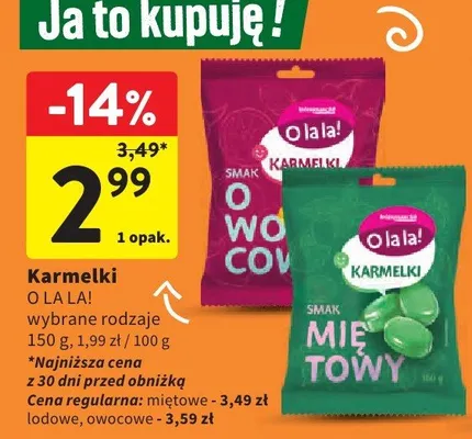 Karmelki O La La! smak owocowy wybrane rodzaje promocja w Intermarche
