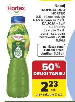 Napój TROPICAL DUO HORTEX kiwi limonka promocja w Carrefour