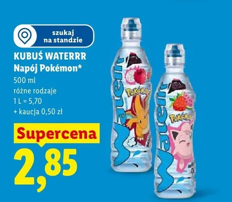 Napój Kubuś Waterrr Pokémon malinowy promocja w Lidl