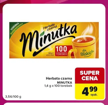 Herbata czarna Minutka promocja w Carrefour Market