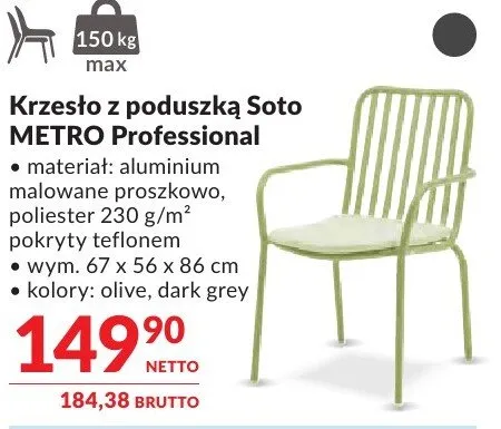Krzesło z poduszką Soto METRO Professional promocja w Makro