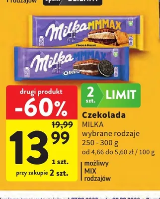 Czekolada Milka MMMAX Choco & Biscuit promocja w Intermarche