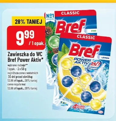 Zawieszka do WC Bref Power Aktiv Lemon 2-pak 50g promocja w POLOmarket